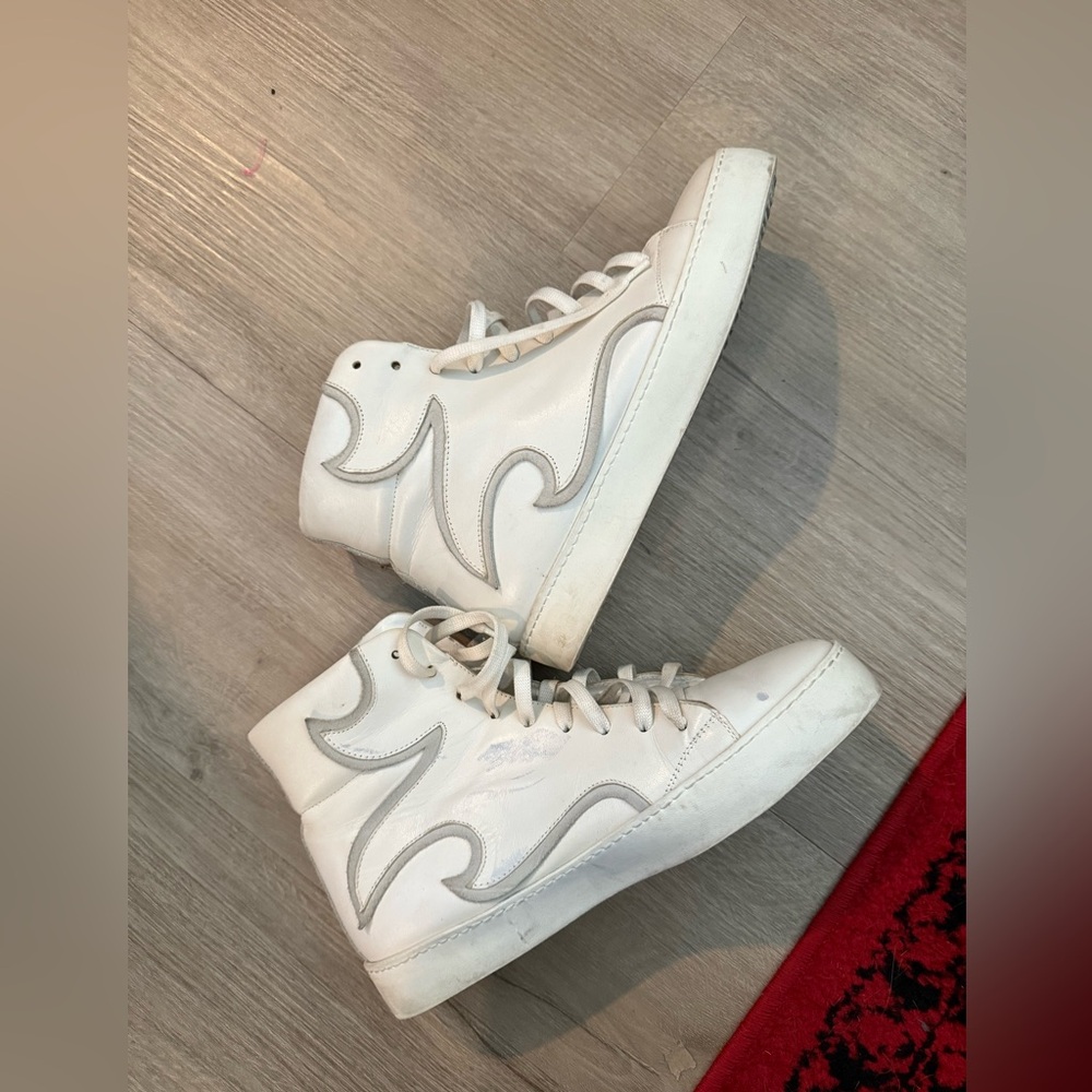 White High-Top John galliano flame Sneakers